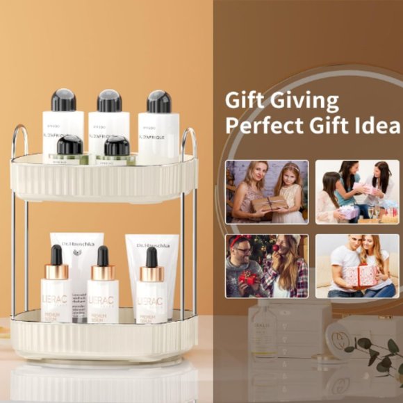 2 Tiers - 360° Turntable Makeup Organizer - Lazy Susan Cosmetics Storage - Picture 7 of 7